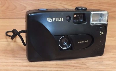 *Para piezas* Cámara fotográfica Fuji DL-7 negra genuina (11015611) flash incorporado *LEER* Foto 1 de 4