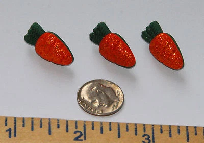 3 Glitter Carrot Buttons ~ Shank Back ~ Jesse James Dress It Up ~ Easter Bunny - Image 1 of 2