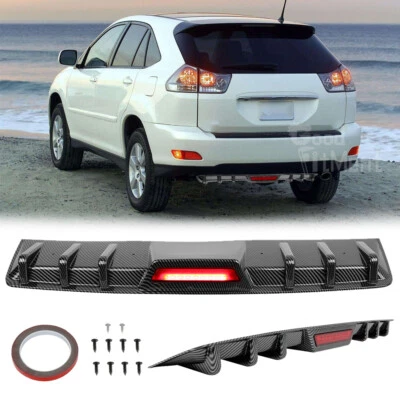 For Lexus RX330 2004-2006 34" Carbon Fiber Rear Bumper Lip Diffuser w/ LED Light - Image 1 of 4