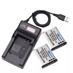 2x Battery +LCD Charger For PENTAX 39774 D-Li88 D-L188 D-BC88 K-BC88J K-BC88U - Picture 1 of 12