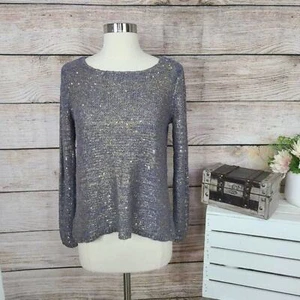 Chico’s grauer Pullover Gold Pailletten 0 Medium - Bild 1 von 3