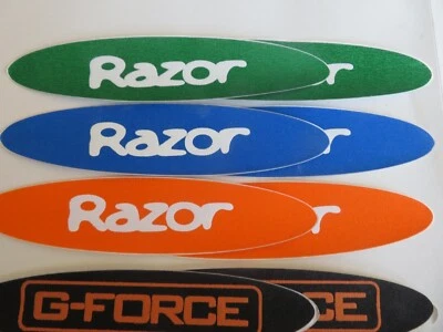 Razor A Kick Scooter, CALCOMANÍAS DE SCOOTER, 4 COLORES tú eliges lote de 2 pegatinas SIN ROJO Foto 1 de 3