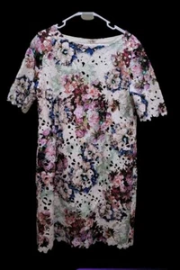 Tahari Arthur S Levine Womens 16 Colorful Floral Burnout Sheath Lined Dress EUC - Picture 1 of 10