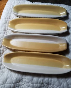 Vintage Pottery Corn on the Cob Holders Set of 4 Cream and Yellow Taiwan - Picture 1 of 4