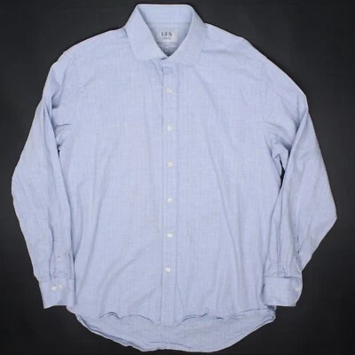 Camisa de vestir Ledbury para hombre 16,5 L azul claro espiga algodón suave abotonada  Foto 1 de 4
