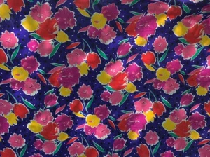 Fabric 144” x 36” Flowers Purple Red Yellow Pink Bright Cotton - Picture 1 of 2