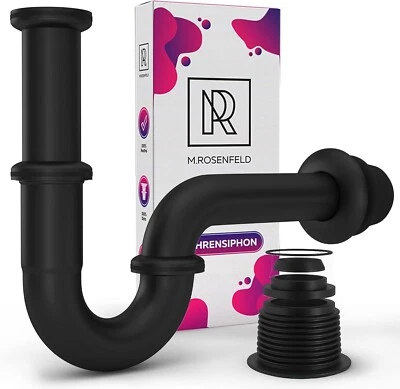 M. ROSENFELD Siphon Syphon Ablauf Badezimmer Waschbecken 1 1/4 Zoll Massives Messing schwarz