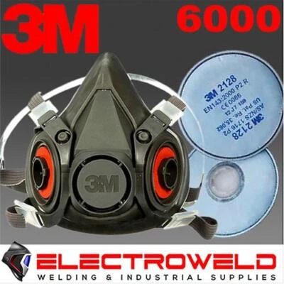 3M Respirator + 2128 P2 Filters - Reusable Half Face Welding Paint Gas Dust 6000 - image 1 of 4