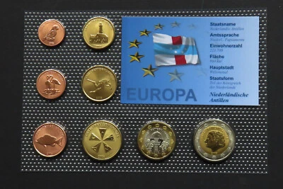 NETHERLAND ANTILLES 2008 EURO SET COINS SPECIMEN PATTERN ESSAI NEDERLAND RARE - Image 1 of 4