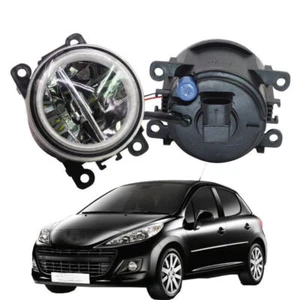 LED Fog Light + Angel Eye Rings Daytime Running Lights DRL Fit For Peugeot 207 - Picture 1 of 11