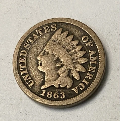 US  Coin - 1863 Indian Head Penny - VG to VG+ Grade Cover