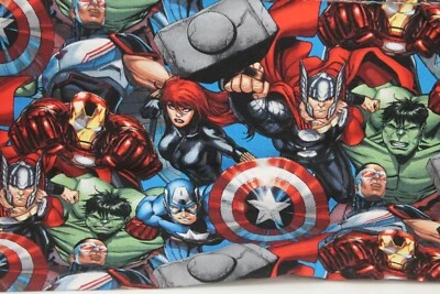 2 yd Marvel Avengers Super Hero Characters Thor/Ironman NEW multi color retired - Image 1 of 2