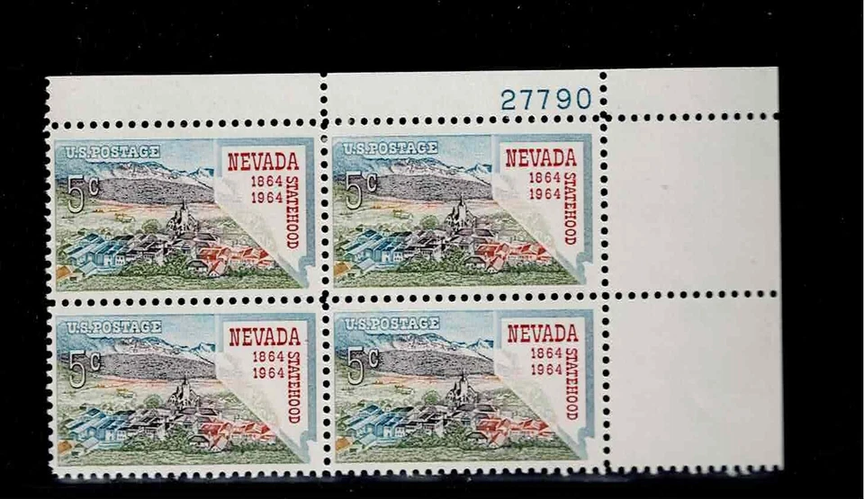 US Scott #1248, Plate Block #27790 1964 Nevada 5c FVF MNH Upper Right - Image 1 of 1