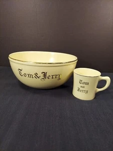 Homer Laughlin Tom & Jerry Punch Bowl & Mug Cream & Gold - Picture 1 of 18