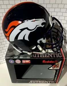 DENVER BRONCOS AUTHENTIC RIDDELL FOOTBALL MINI HELMET WITH METAL FACEMASK - Picture 1 of 10