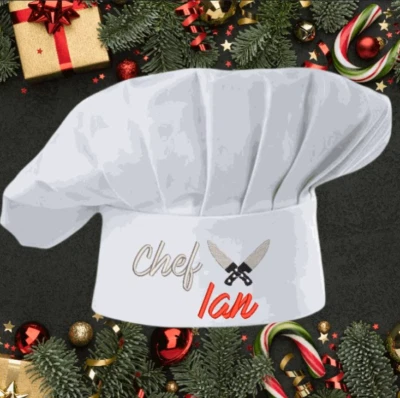 Sombrero de Chef Bordado con Nombre Personalizado un Gran Regalo Adulto Calidad Premium Foto 1 de 3