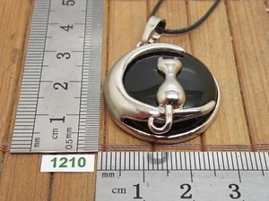 Pendentif chat lune ONYX noir + cordon reglable - lithotherapie reiki - Picture 1 of 3