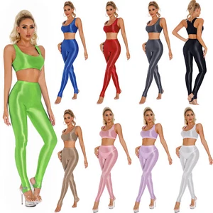 Women's Tracksuits Party Crop Tops And Pants Gymnastics Blouse Tights Suit Club - Picture 1 of 84
