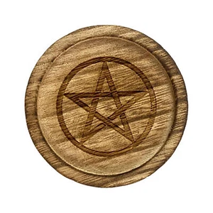 Pentacle Candle Holder Vintage Decor Jewelry Tray Altar Supplies Wooden Tray - Picture 1 of 12