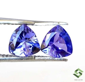 5x5 mm Certified Natural Tanzanite Trillion Cut Pair 0.82 CTS Faceted Loose Gems - Picture 1 of 5