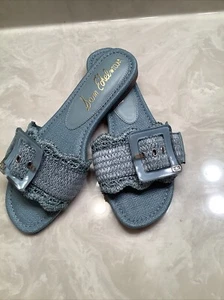Sam Edelman Bambi Raffia Buckle Slip-On Sandal Robin Egg Blue 10.5 - Picture 1 of 7