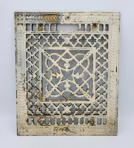 Antique Art Deco 11.125" X 9.625" Solid Brass Wall Return Grate / Cover Cover