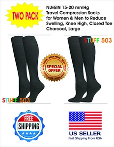 Zweierpackungen NuVein normale Stärke 15-20 mmHg Kompression Reisesocken braun groß - Bild 1 von 7