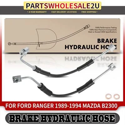 2 передних левых и правых тормозных гидравлических шланга для Ford Ranger 89-94 Mazda B2300 RWD - Изображение 1 из 4