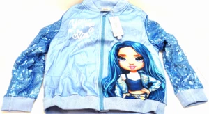 Rainbow High Kids Girls Jacket 6-7 yr old Blue Cute Sequins Top Shirt Zip Hoodie - Picture 1 of 4