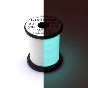 UNI GLO THREAD - Fly Tying & Jig 3/0 Glow In The Dark Thread - 50 Yd Spool NUOVO! - Foto 1 di 3