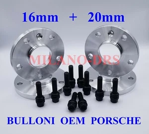 KIT 4 DISTANZIALI RUOTA 16+20mm PORSCHE 911 (996-997) + BULLONI OEM PORSCHE NERI - Imagen 1 de 2