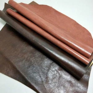 Genuine Real Leather Chestnut Fabric First Layer Cowhide Hide Cut Scrap Material - Picture 1 of 16