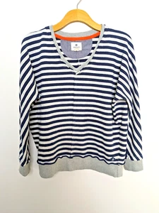 Sperry Coastal Preppy Nautical Striped Beachy Raw Edge Light Sweatshirt SZ XS - Picture 1 of 13