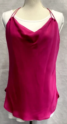 Haute Hippie Hot Pink 100% Silk Cowl Neck Tank Top Size S - Image 1 of 4