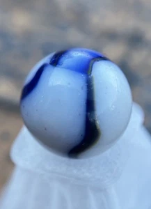 Vintage Peltier Rainbo Tri-Color Royal Blue .60”NM Unique MIB Marble - Picture 1 of 8