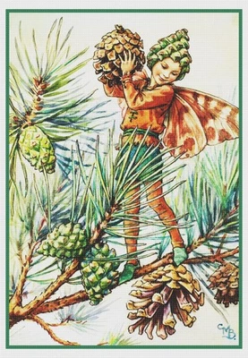 The Pine Tree Garden Fairy By Cicely Mary Barker Counted Cross Stitch Pattern - Image 1 of 4