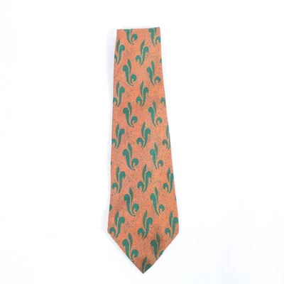Corbata de seda vintage Jarnac Meier & Frank para hombre naranja verde 50" 3,75" de ancho Foto 1 de 4