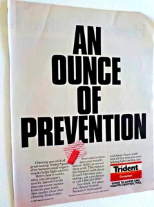 Trident Chewing Gum An Ounce of Prevention Print Ad 1988 - Picture 1 of 1