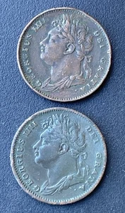 George IV Farthings 1821 & 1825 Copper Coins Lot G15 - Picture 1 of 2