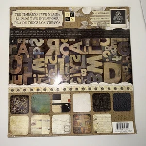 DCWV 12 x 12 Paper Pad THE TIMELESS TYPE STACK Used only 28 Sheets - Picture 1 of 17