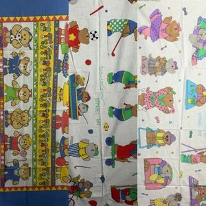 VTG Sue Dreamer Bear Fabric Panel Lot Cut & Sew Craft Art 90s Nursery 3 Pc - Picture 1 of 24