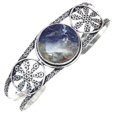 Браслеты-манжеты ювелирные изделия ручной работы содалит драгоценные камни 7 дюймов регулируемые - Изображение 1 из 4