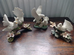 Vintage 3 x Capodimonte handbemalte Porzellan Taube Ornamente sehr guter Zustand - Bild 1 von 20