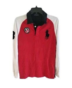 Polo Ralph Lauren Rugby Shirt Jungen XL 18-20 rot schwarz weiß langarm Big Pony - Bild 1 von 8