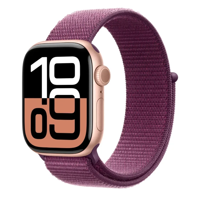 Apple Watch 10 Series 10 42mm Rose Gold Aluminum - with Plum Sport Loop - Image 1 of 1