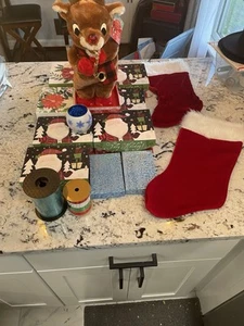 Large Lot Of Christmas Gift Boxes, Ribbon, Candle Holder, and Dancing Reindeer - Picture 1 of 24