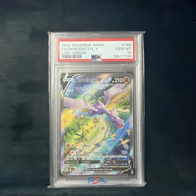 PSA 10 Gem Mint Aerodactyl V 180/196 Alternate Alt Art Lost Origin Pokemon Card - Image 1 of 4