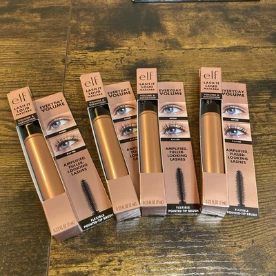 4 Pack e.l.f. Lash It Loud Mascara Black 81580 Volume Definition Flexible Brush - Image 1 of 4