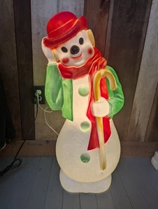 Vintage Empire Plastics Snowman Derby Hat Blow Mold 1971 Works Day Glo 1324 1535 - Picture 1 of 24