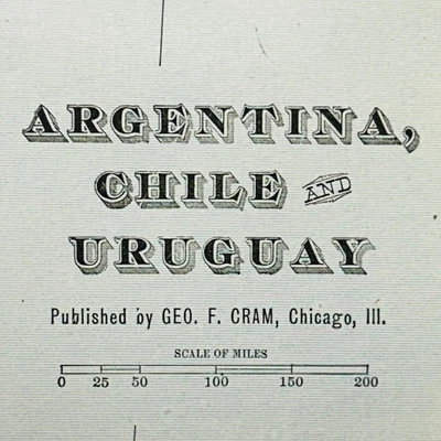 Antique Argentina Chile Uruguay Map 1901 Bueno Aires San Juan Original 14” X 22” - Image 1 of 4